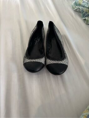 Jessica Simpson Black and White Mesh Ballet Flats